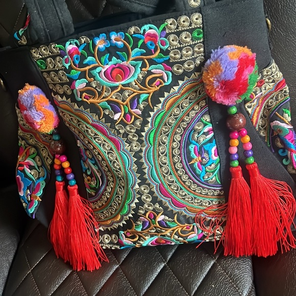 Bohemian Tassel Women Cotton Embroidered Handbag Multi-Function new - Picture 3 of 4